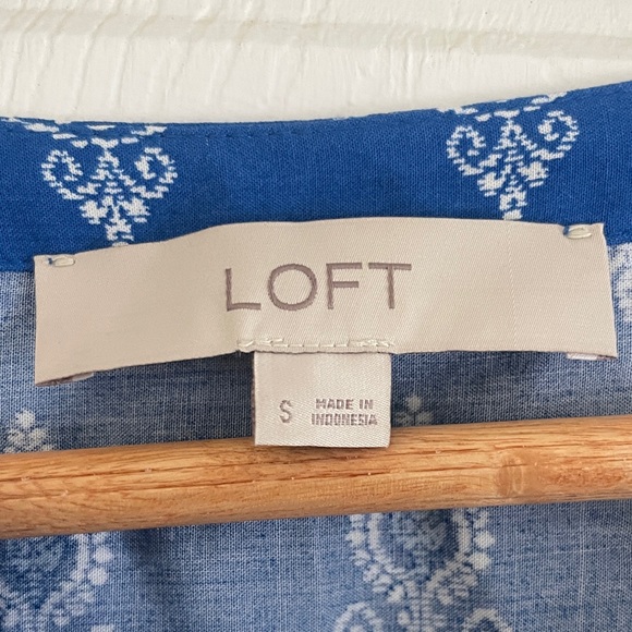 LOFT Blue Patterned Mini Dress - Picture 4 of 9